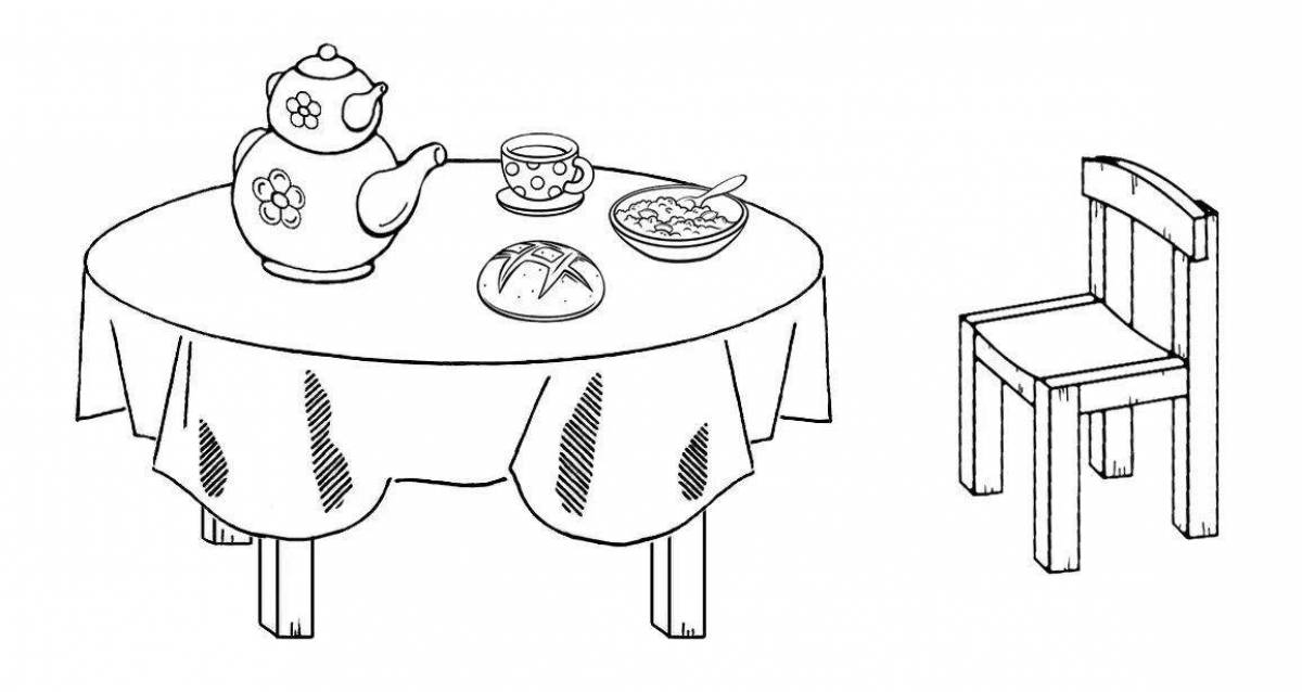 Fun table and chair coloring page