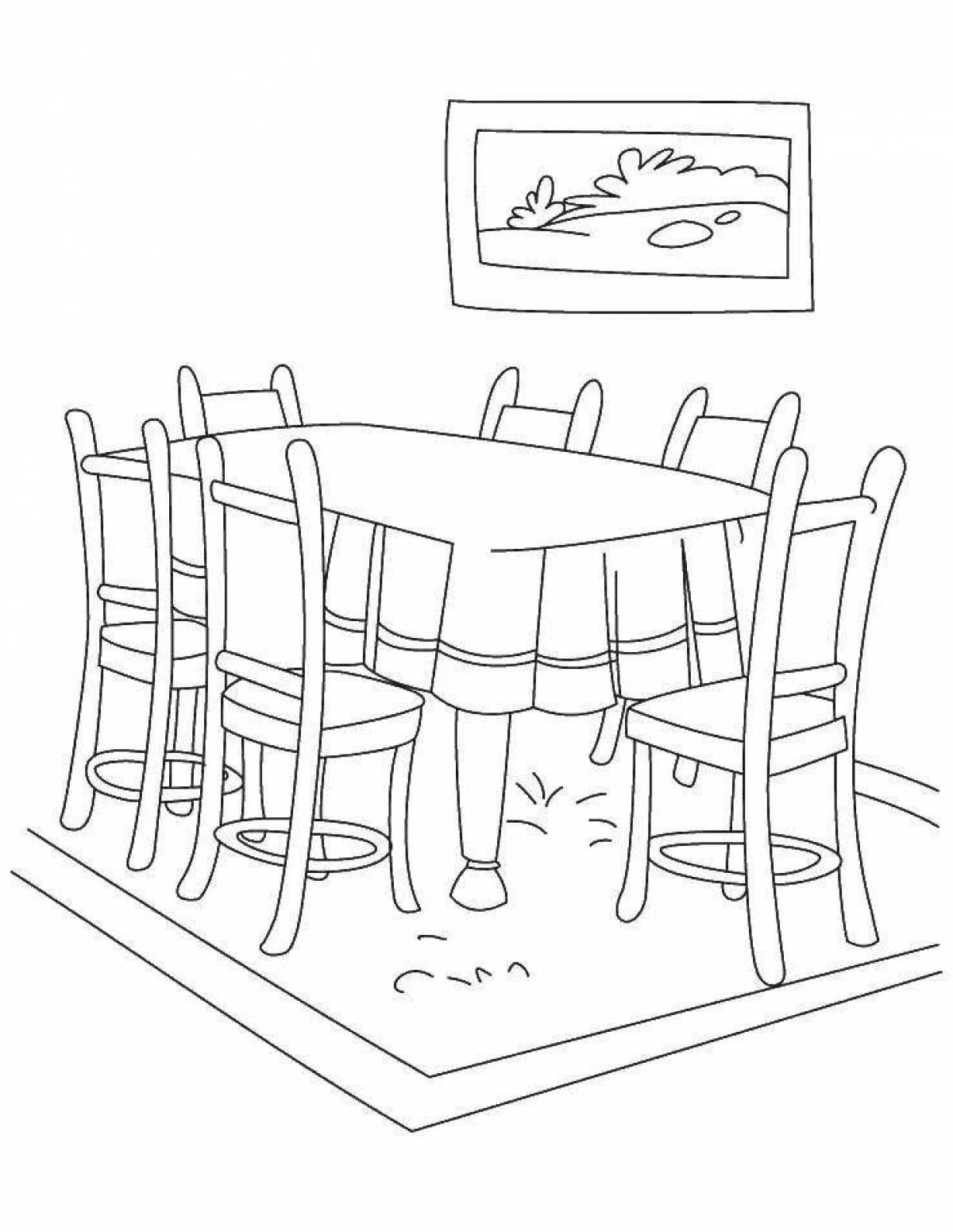 Coloring live table and chair
