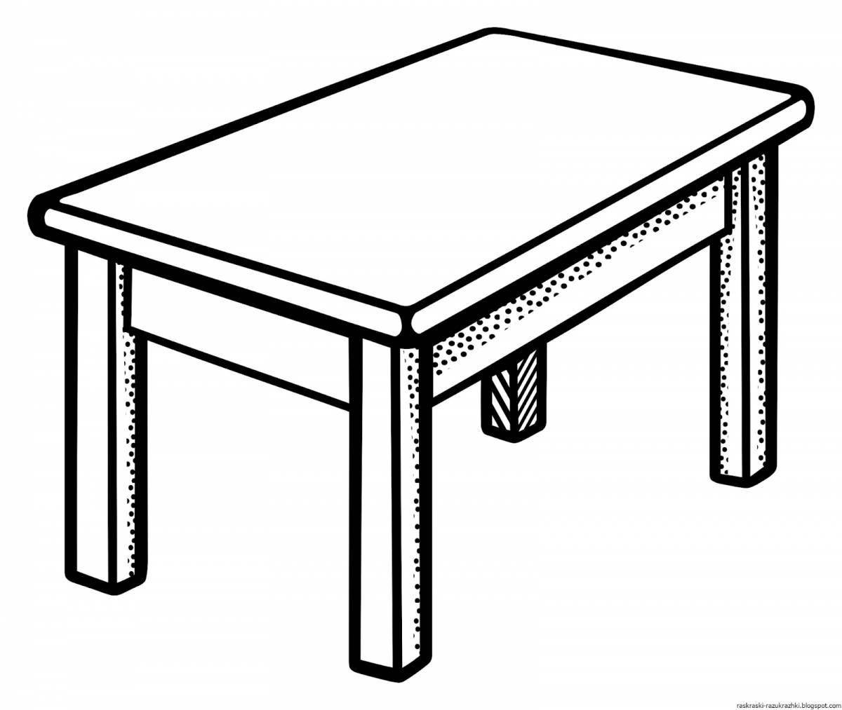 Coloring page fat table and chair