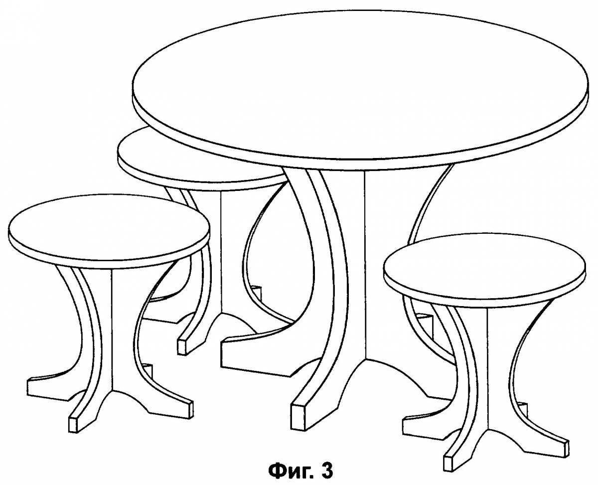 Интенсивная раскраска стола и стула