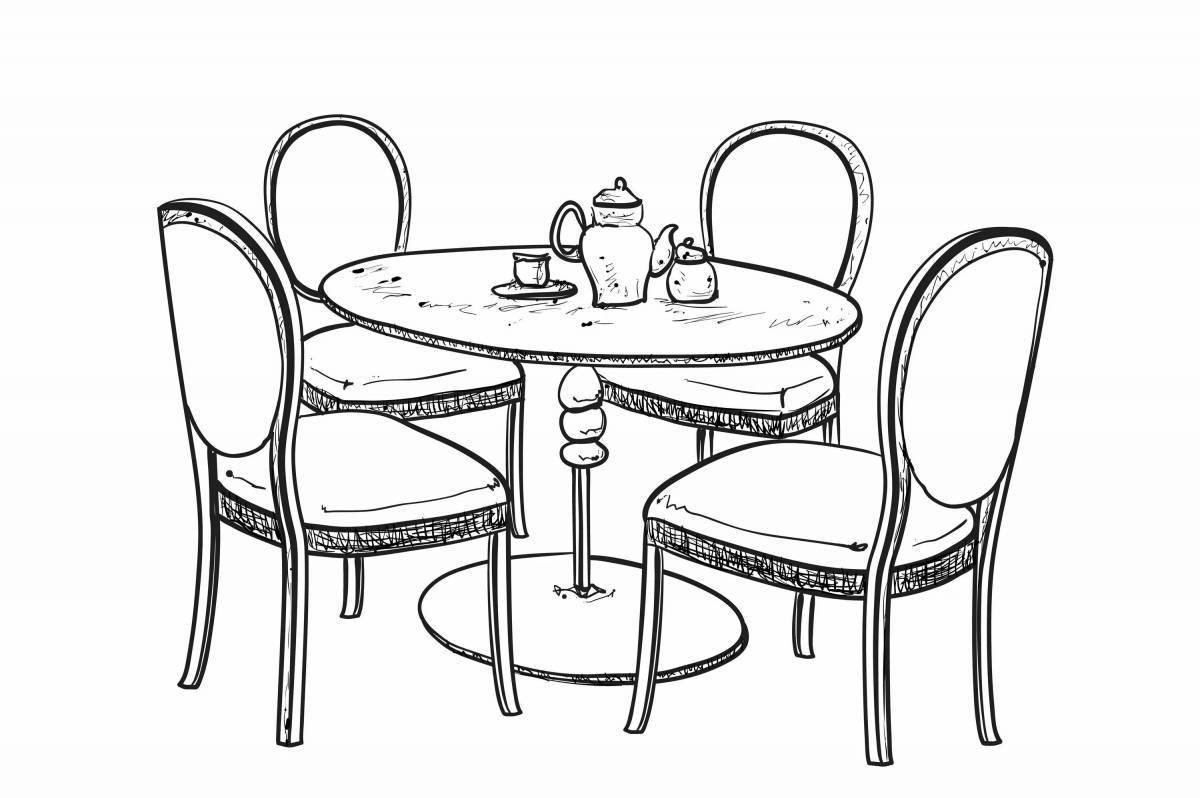 Coloring page dazzling table and chair