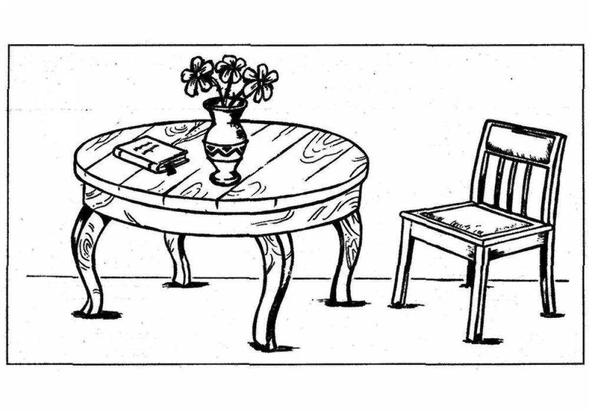 Coloring page nice table and chair