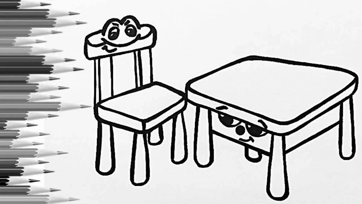 Coloring page gorgeous table and chair