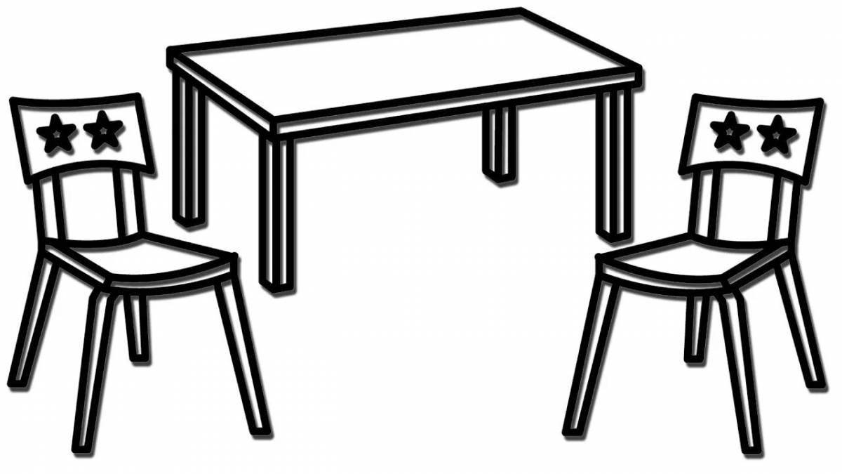 Coloring page majestic table and chair