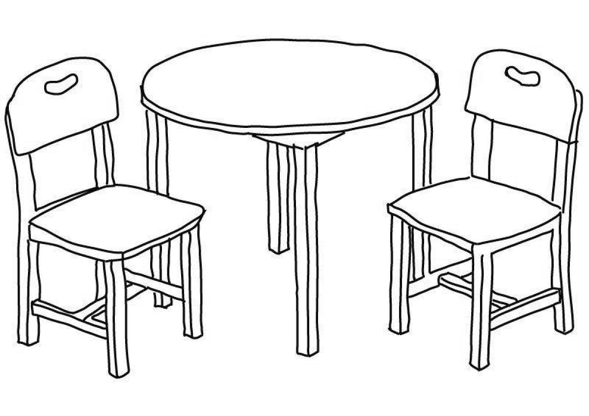 Раскраска королевский стол и стул