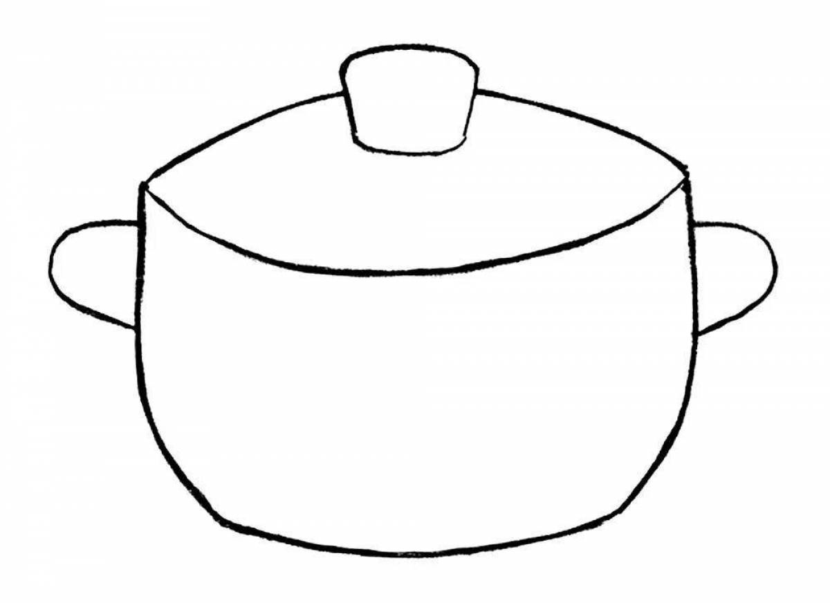 Раскраска посуда для детей 3 4. Кастрюля раскраска. Кастрюля раскраска для детей. Трафарет кастрюли. Кастрюля раскраска для малышей.