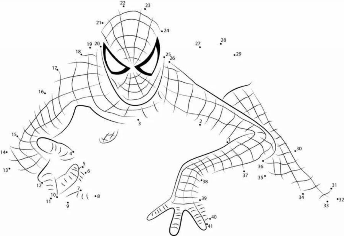 Рисунки по точкам для мальчиков. Человек паук по точкам. Человек паук обводить по точкам. Раскраска по цифрам человек паук. Соедини по точкам человек паук.