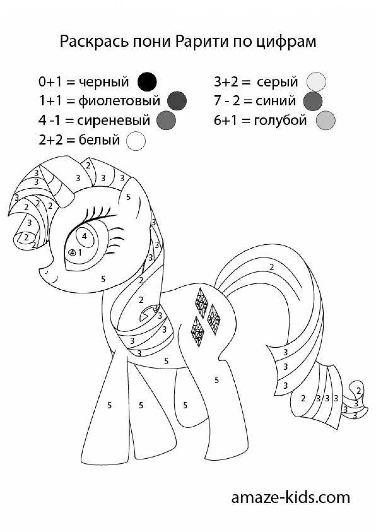 Coloring radiant pony by numbers