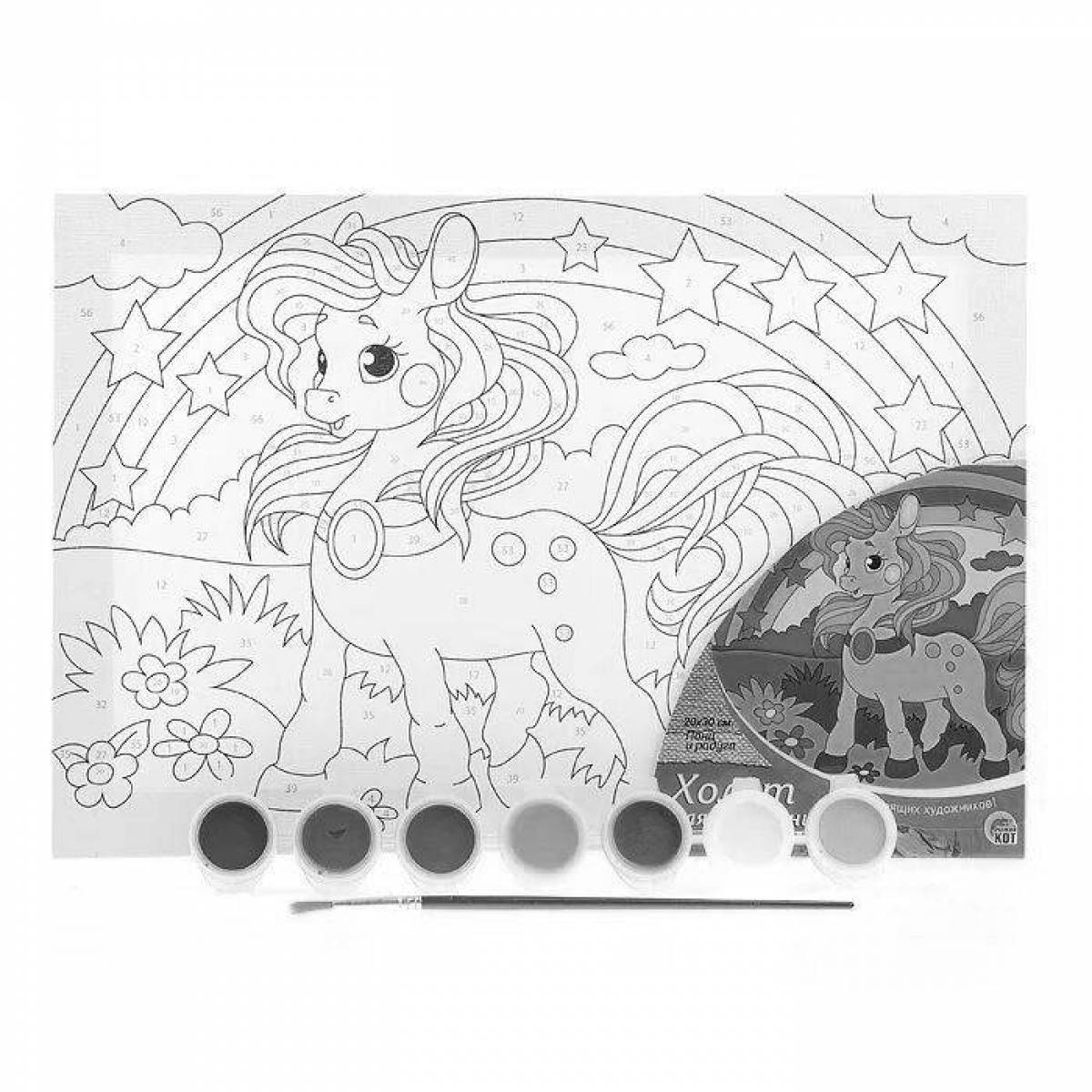 Exotic pony coloring by numbers