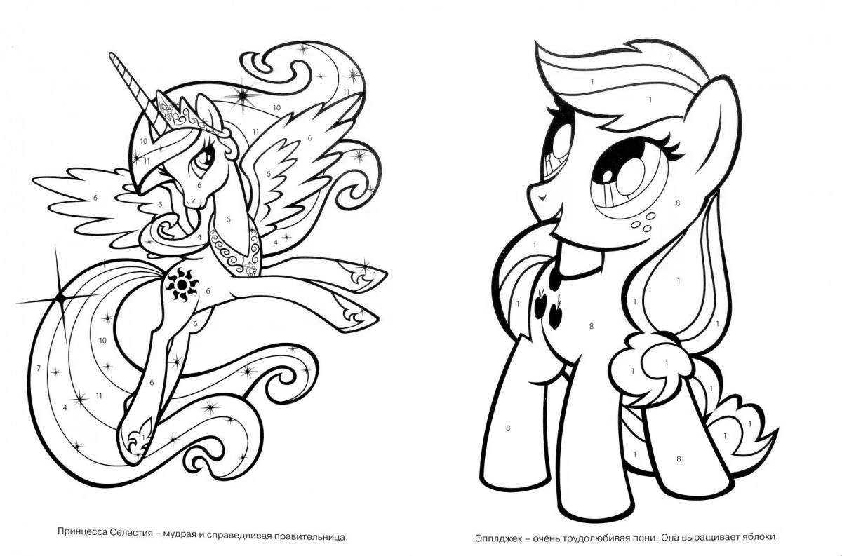 Coloring dazzling pony by numbers