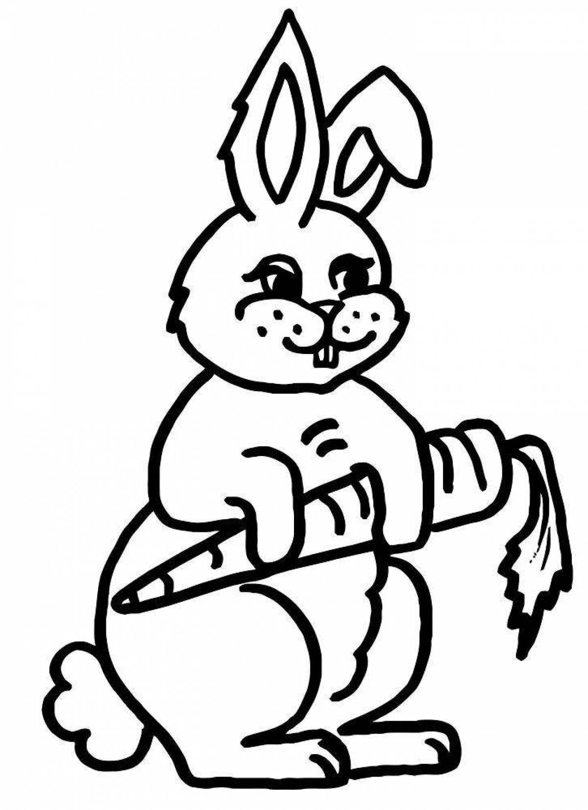 Joyful coloring rabbit with carrots