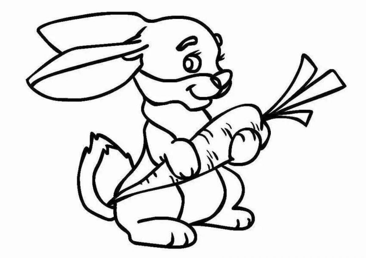 Живая раскраска кролик с морковью