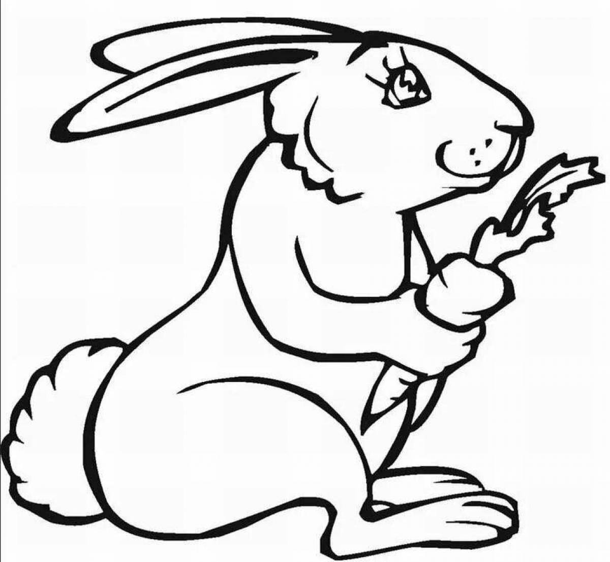 Счастливая раскраска кролик с морковью