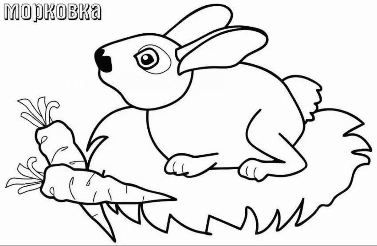 Fun coloring rabbit with a carrot
