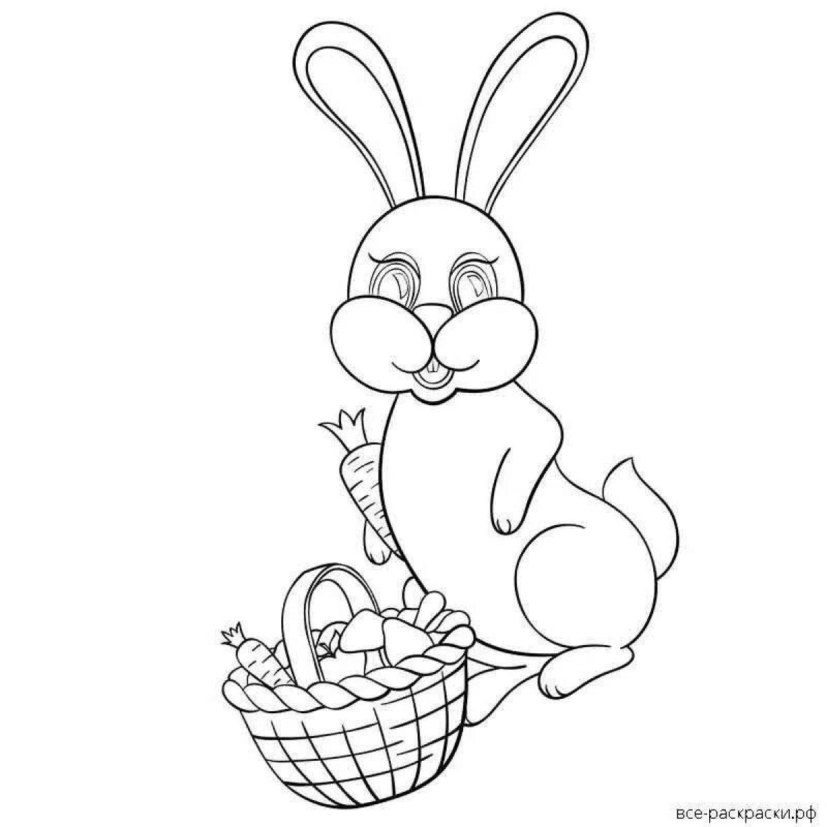 Fun coloring rabbit with carrots