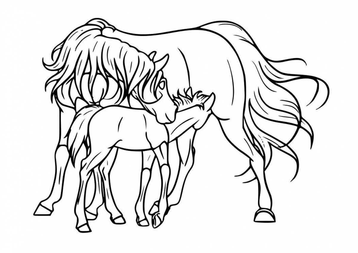 Королевская раскраска лошадь с жеребенком