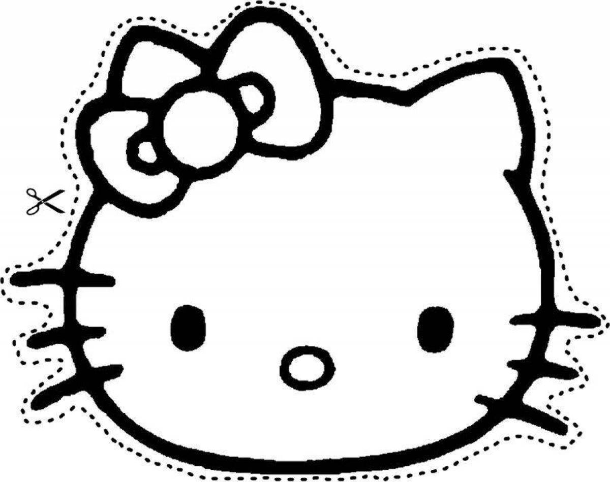 Joyful hello kitty head coloring page