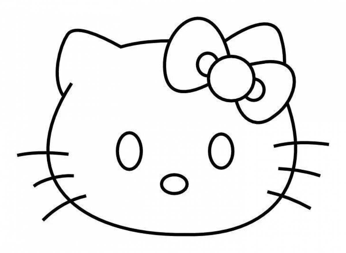 Playful hello kitty head coloring page
