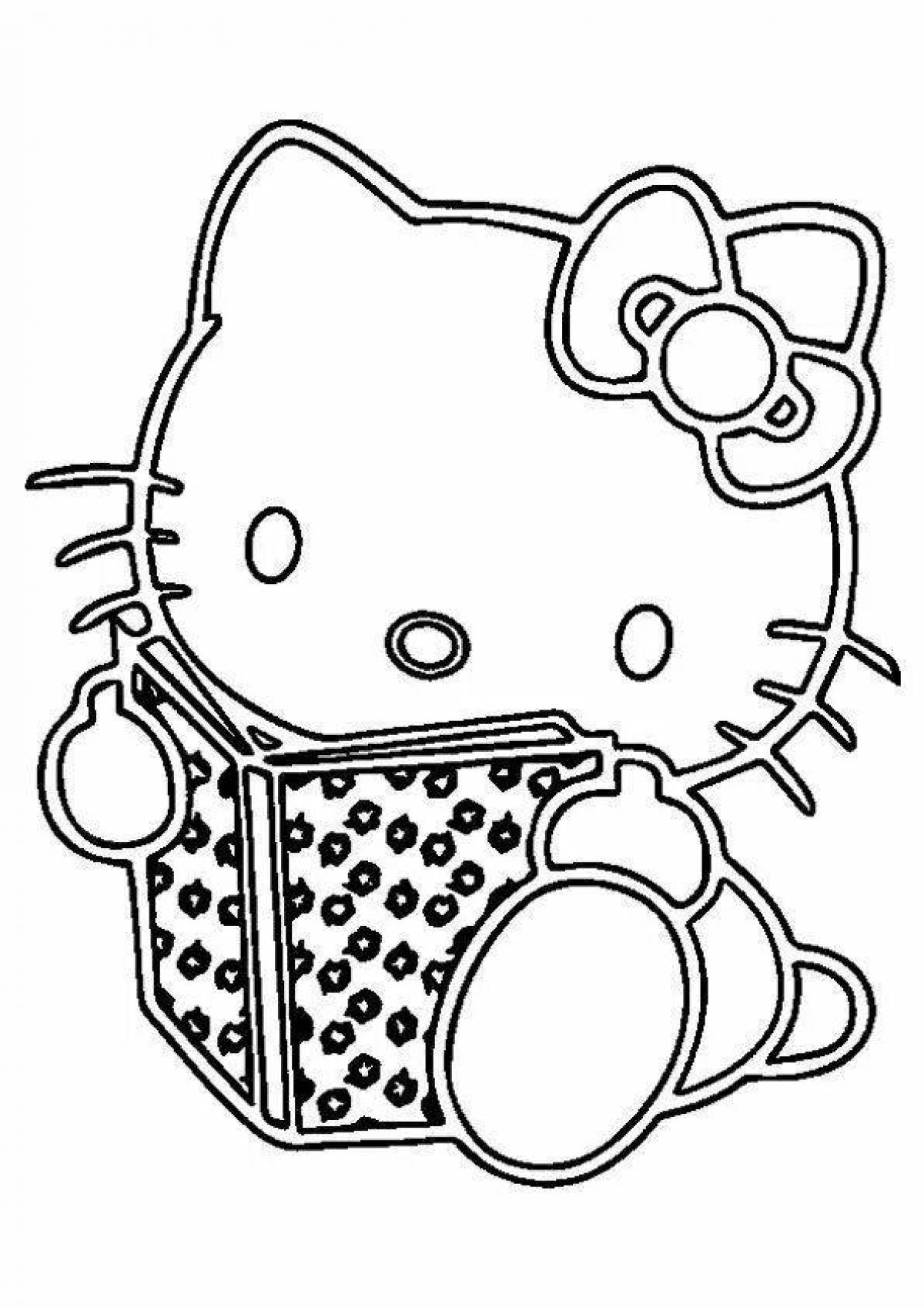 Blissful hello kitty head coloring page