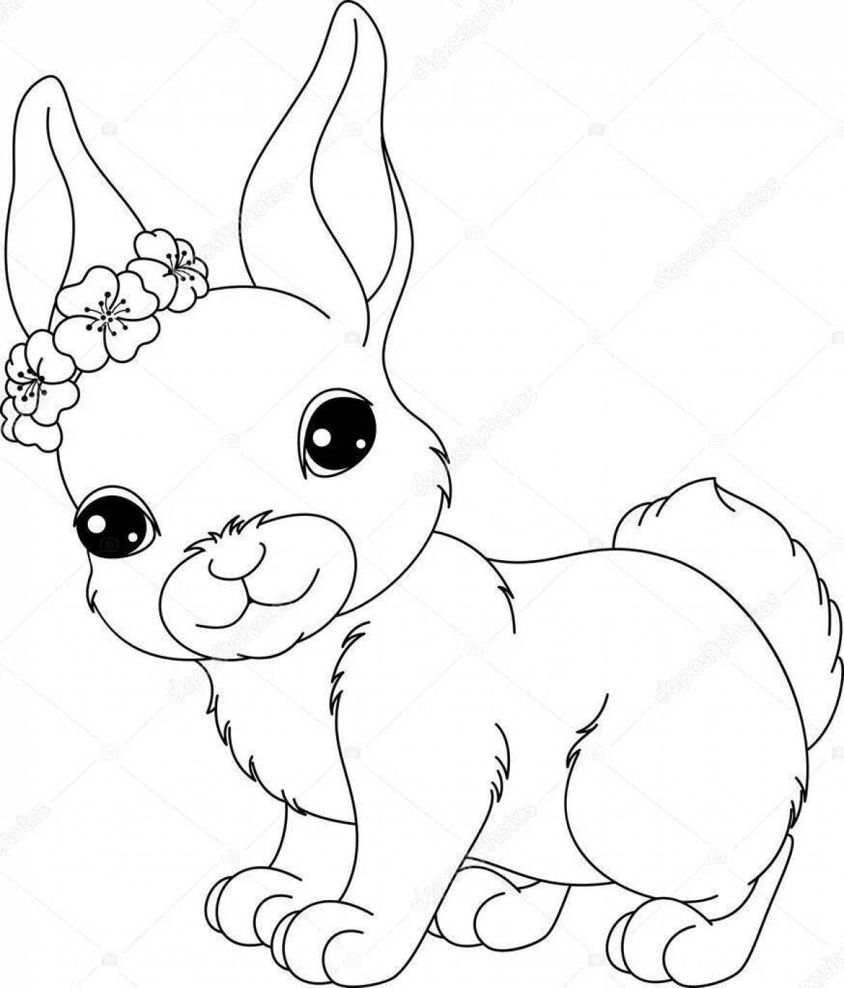 Naughty cat and rabbit coloring page