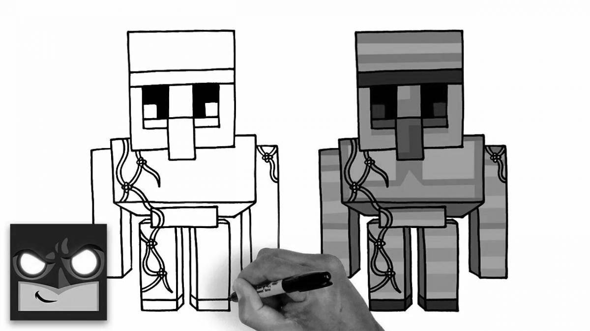 Fascinating minecraft golem coloring page
