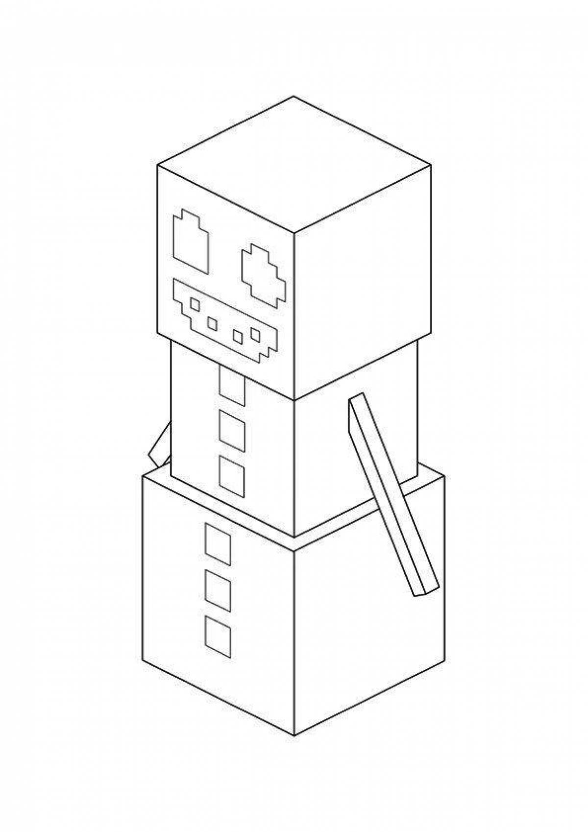 Adorable golem minecraft coloring page