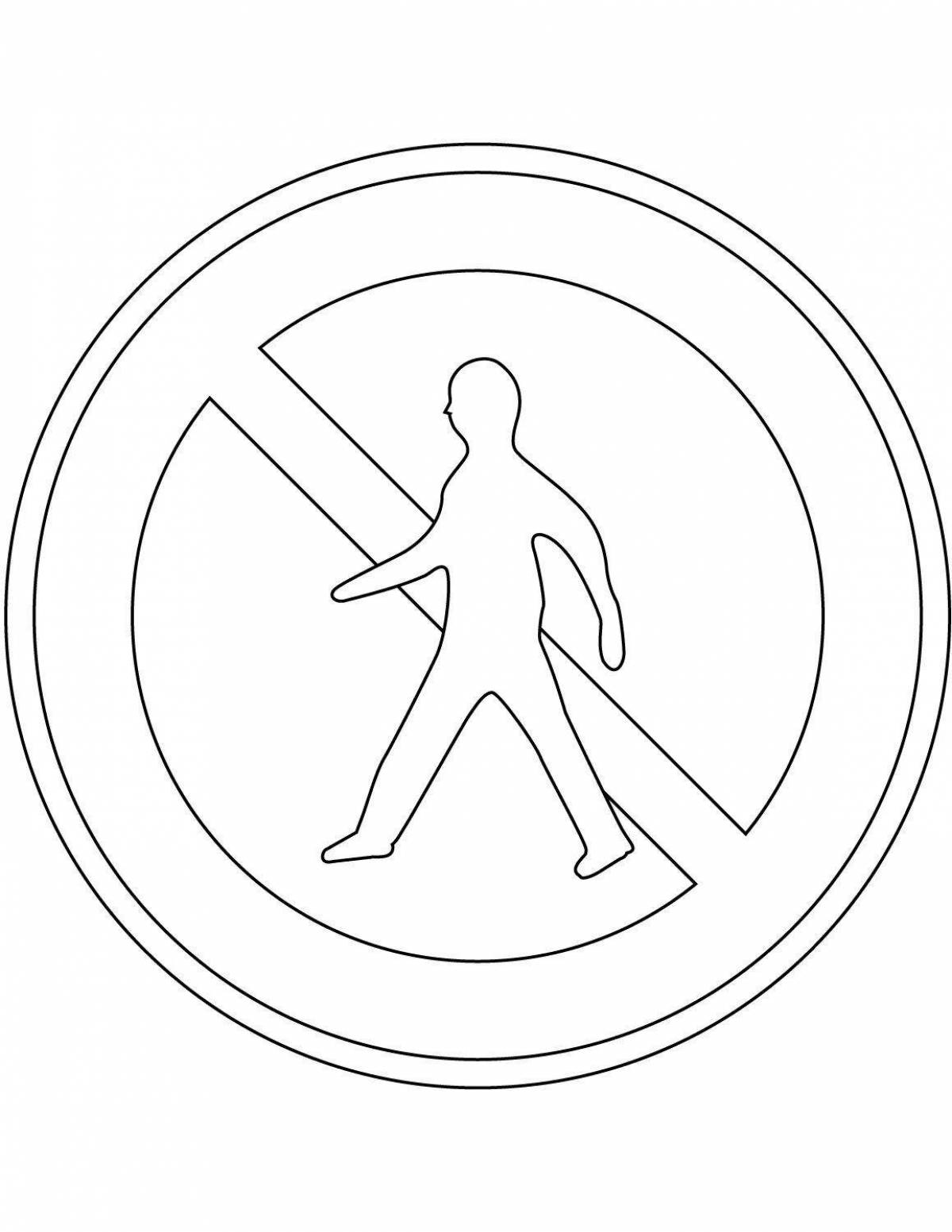Pedestrian sign coloring page