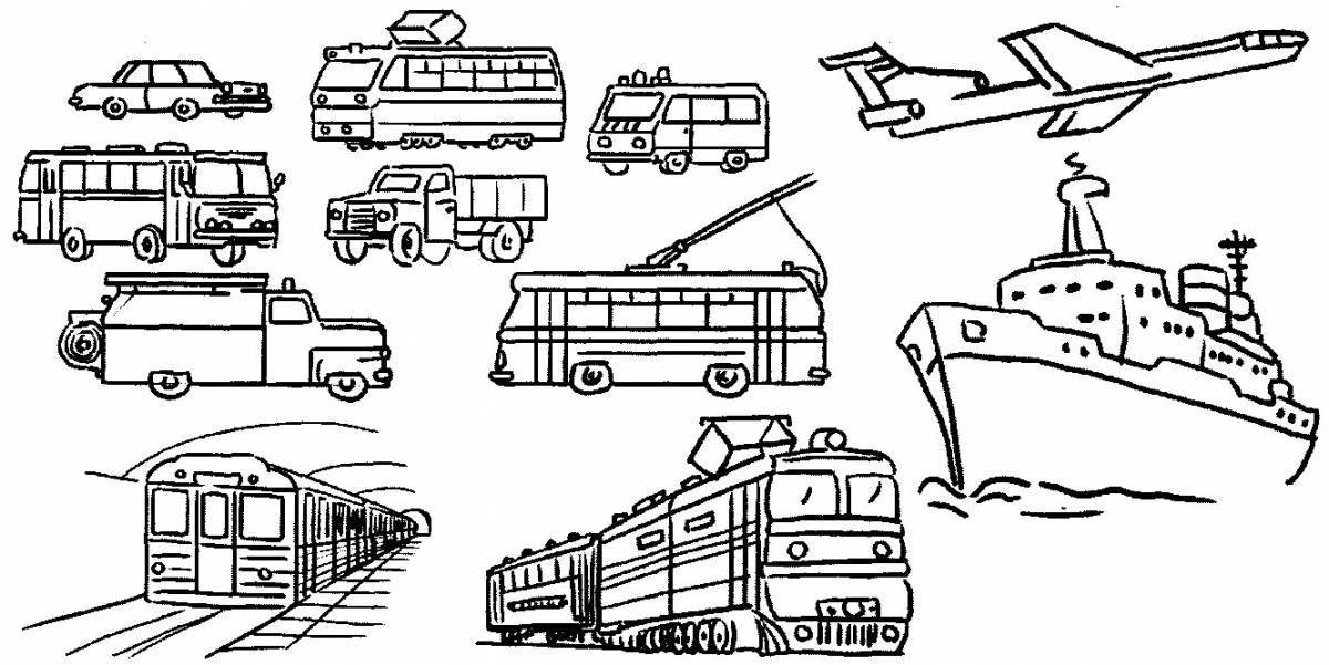 Coloring page funny transport of the middle group