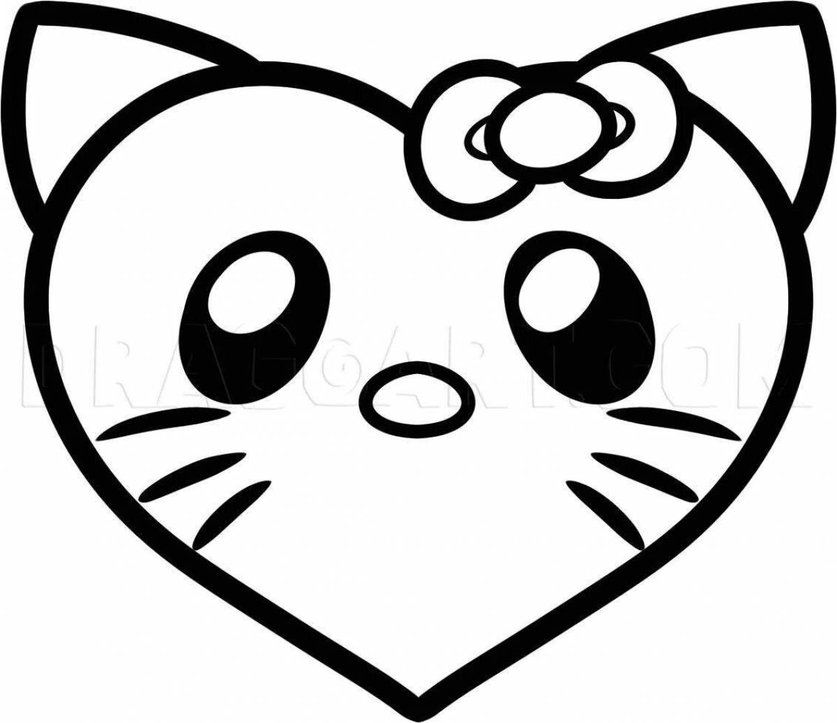 Фото Восхитительный котенок с сердечком раскраска