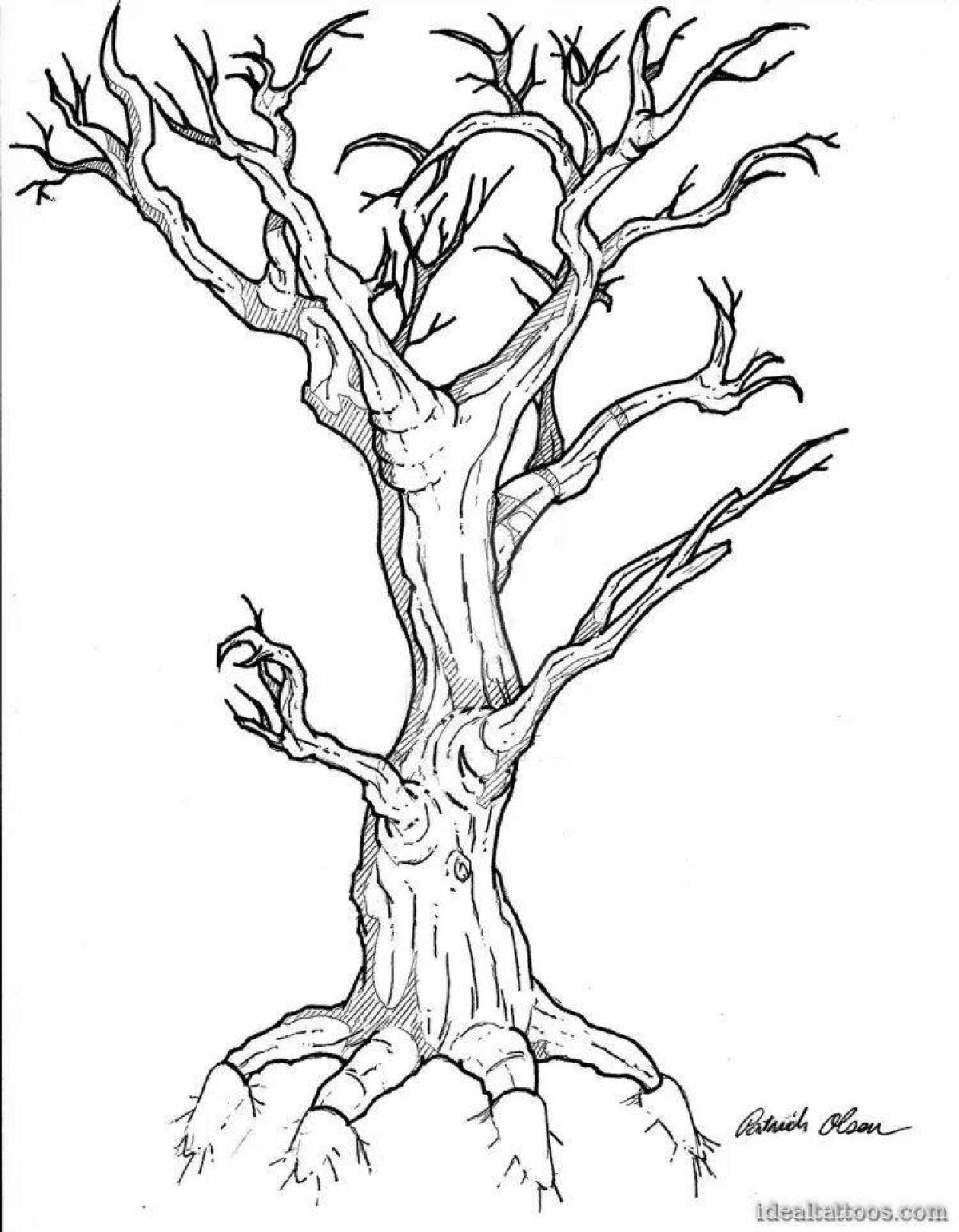 Грандиозное дерево-раскраска с дуплом