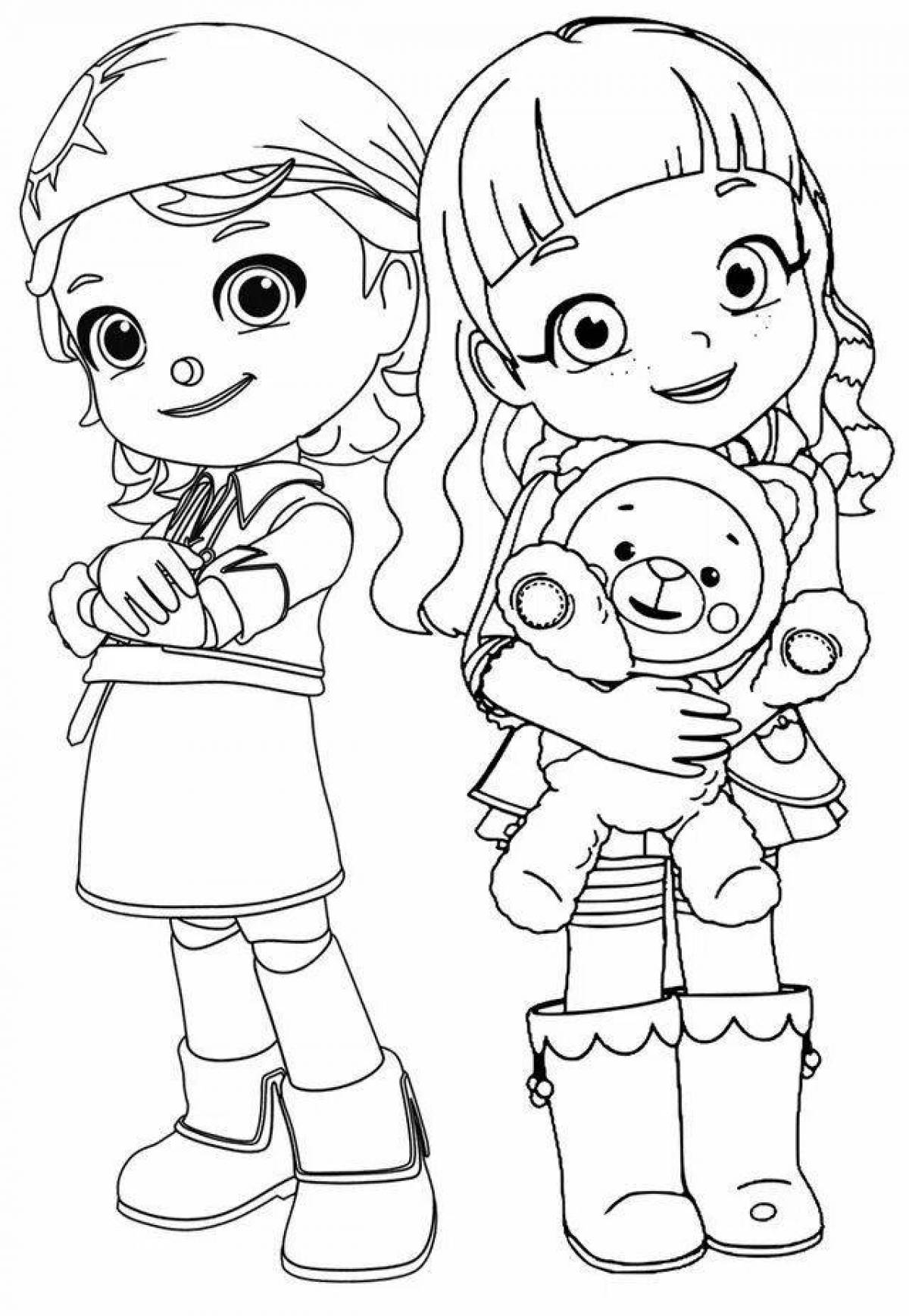 Fabulous coloring pages for girls rainbow friends