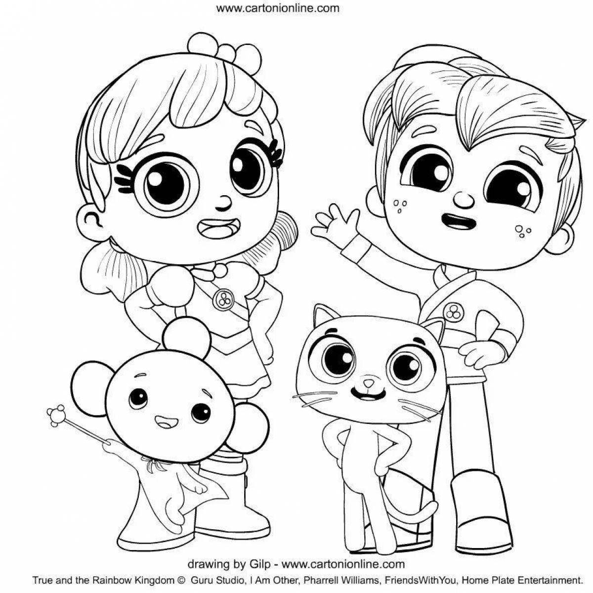 Glorious rainbow friends coloring book for girls