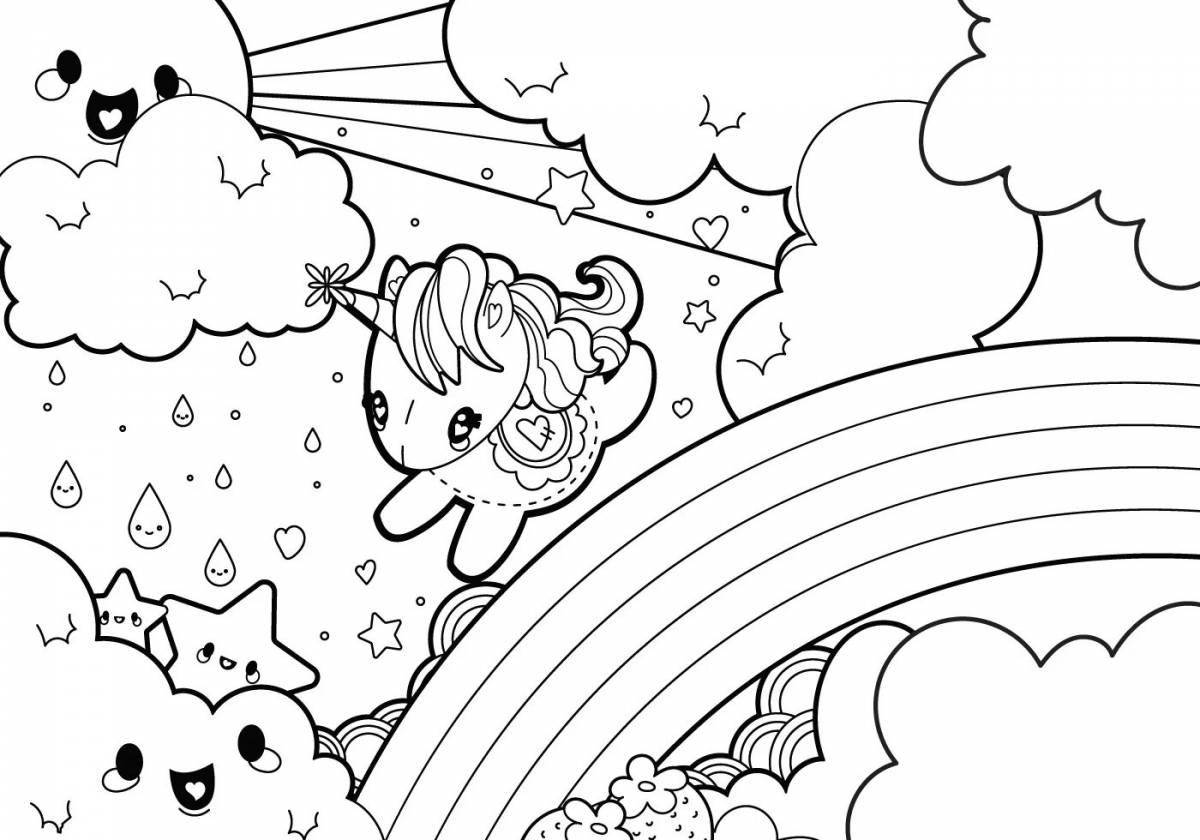 Gorgeous rainbow friends coloring book for girls