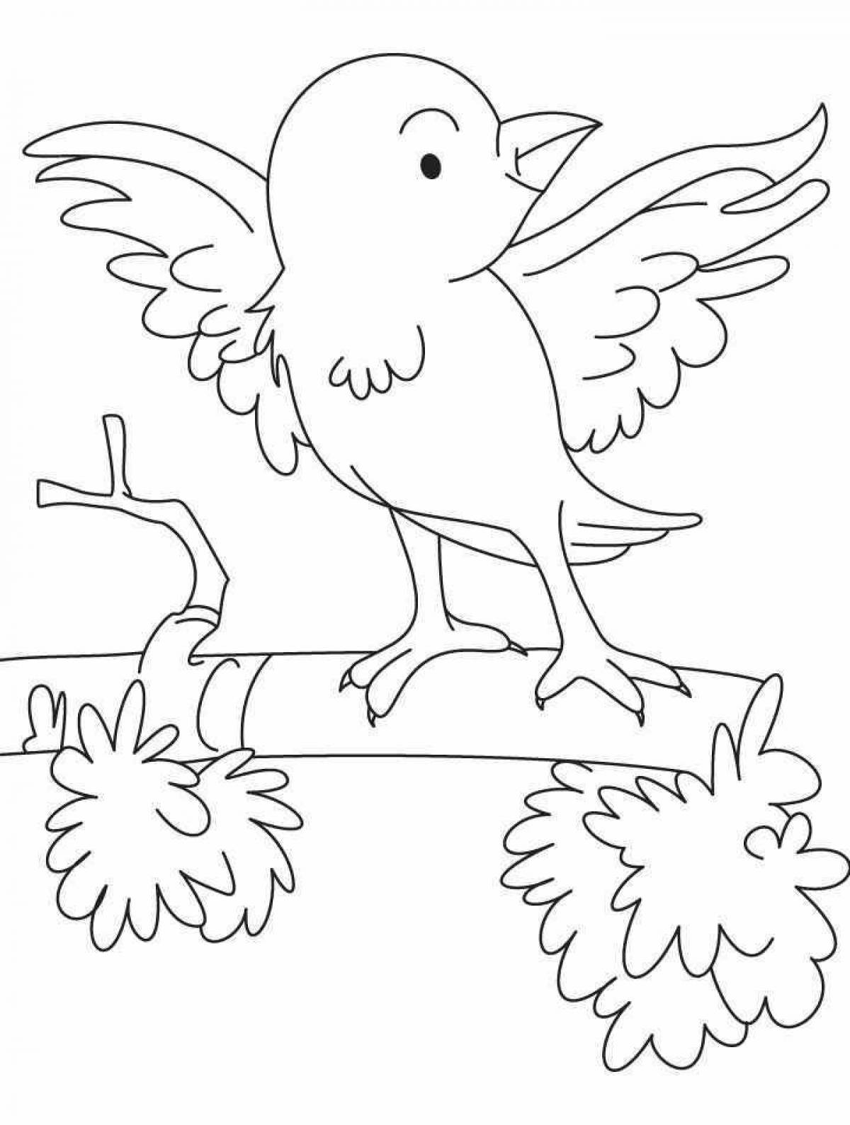 Coloring book gorgeous disheveled sparrow