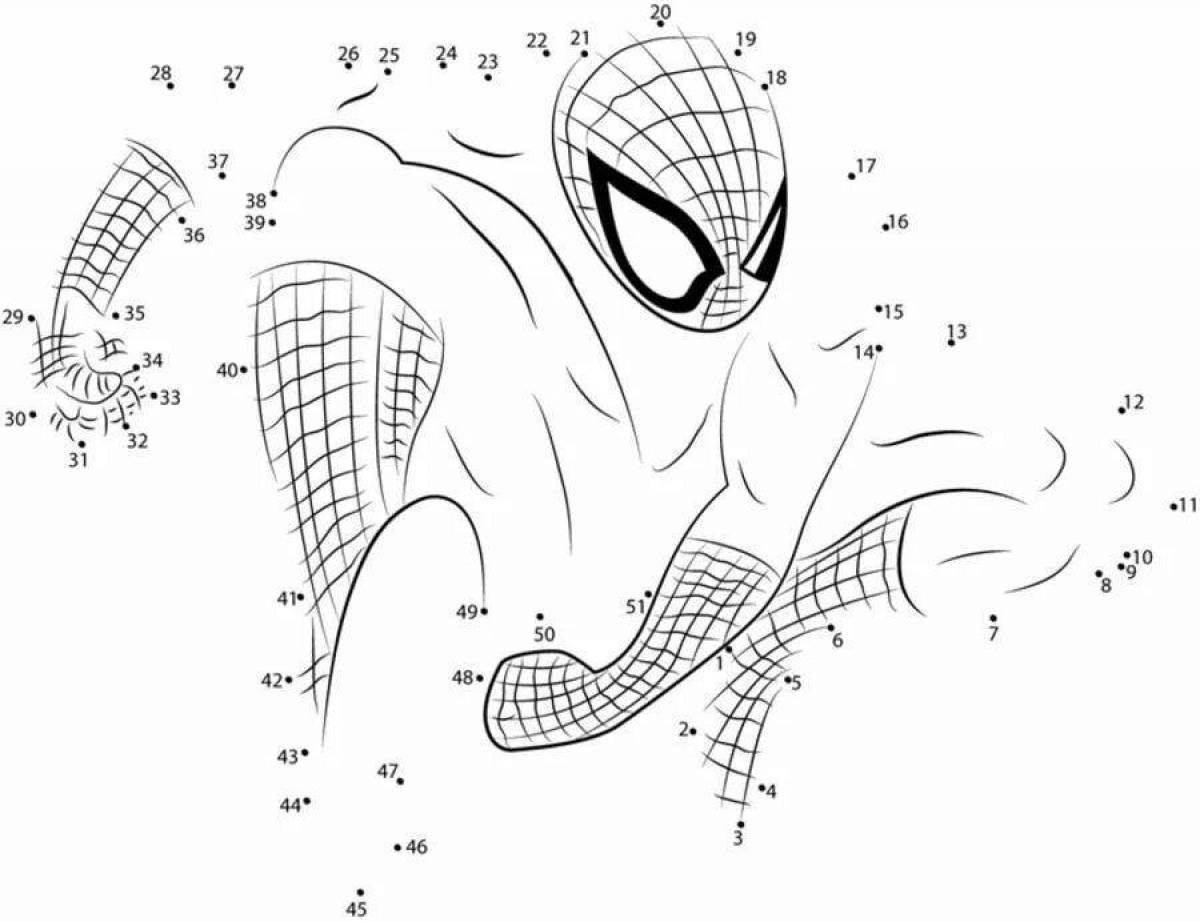 Colorful spiderman coloring by numbers
