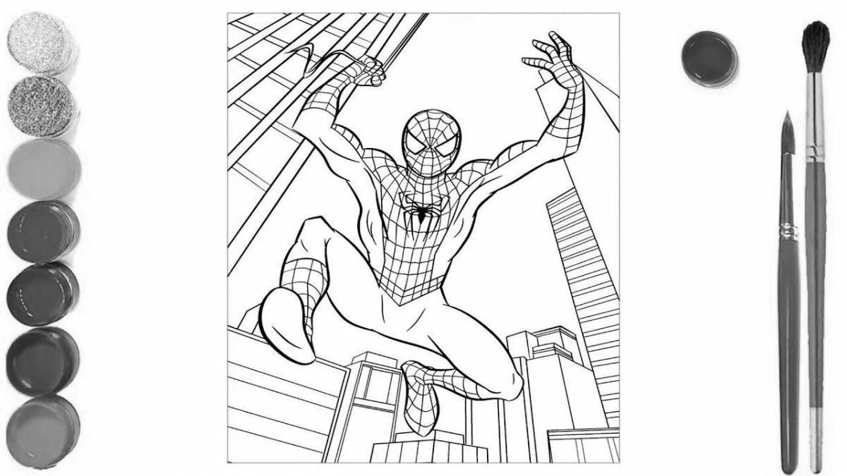 Coloring funny spiderman by numbers