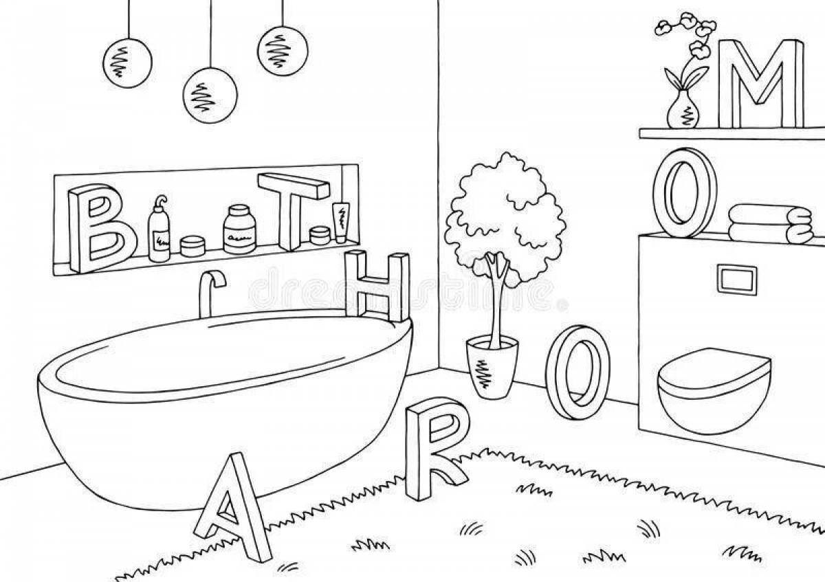 Toka Boca's fun bathroom coloring page