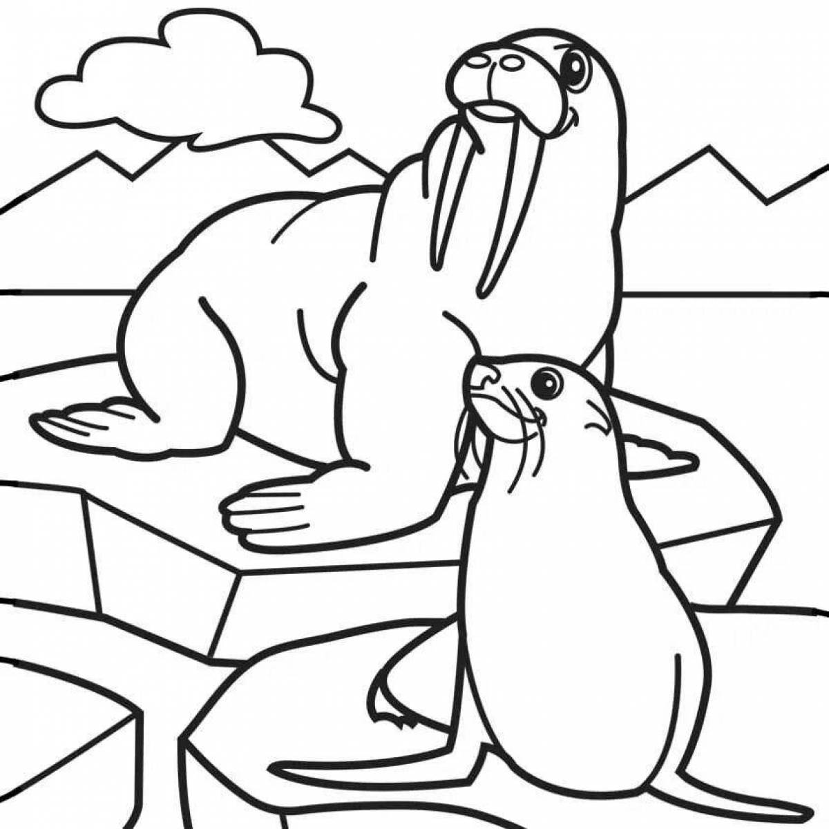 Playful Antarctic seal coloring page