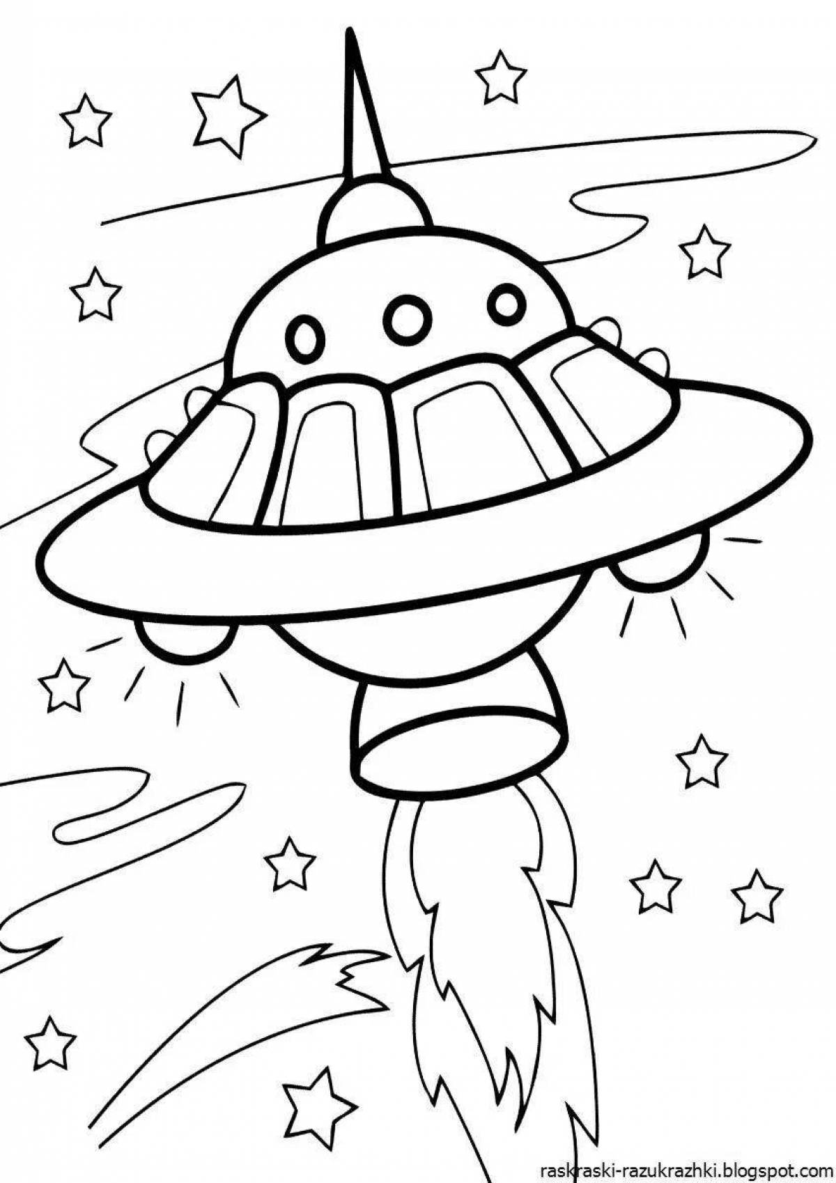 Colorful spaceship coloring page for kids