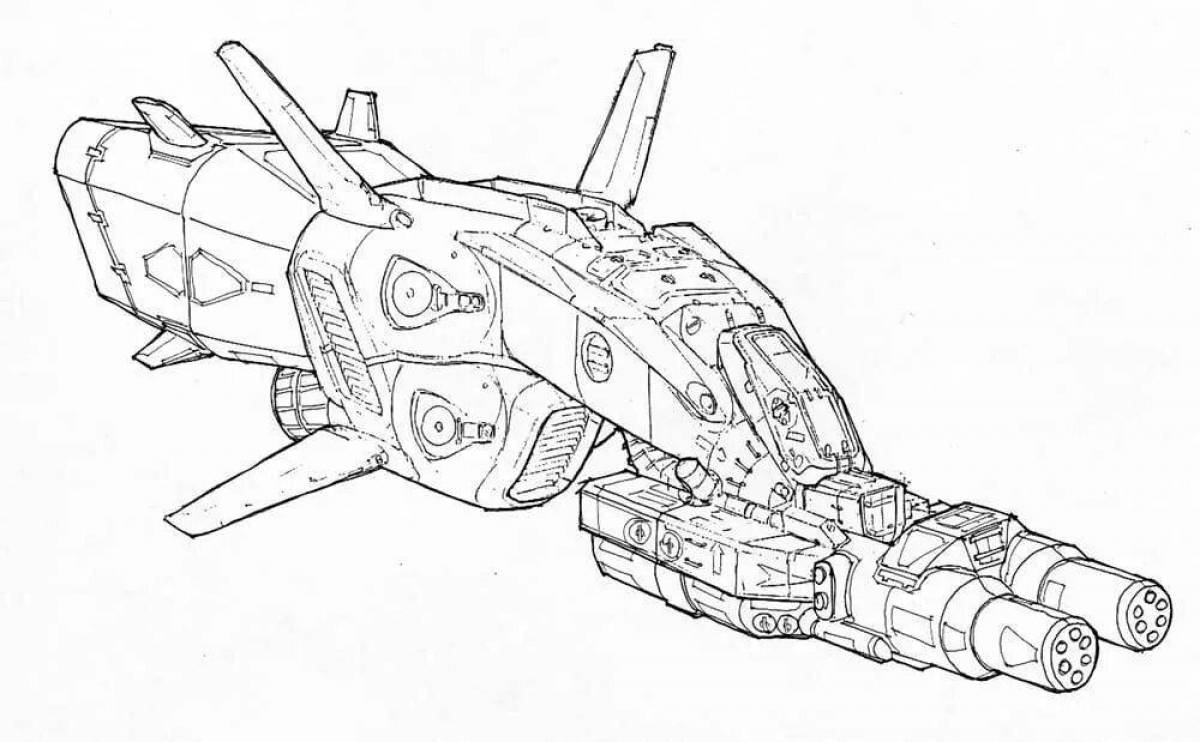 Funny spaceship coloring book for kids