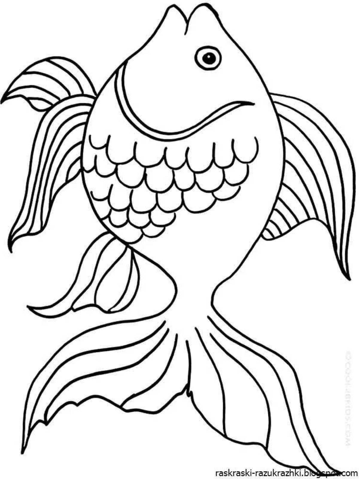 Colorful goldfish coloring pages for kids