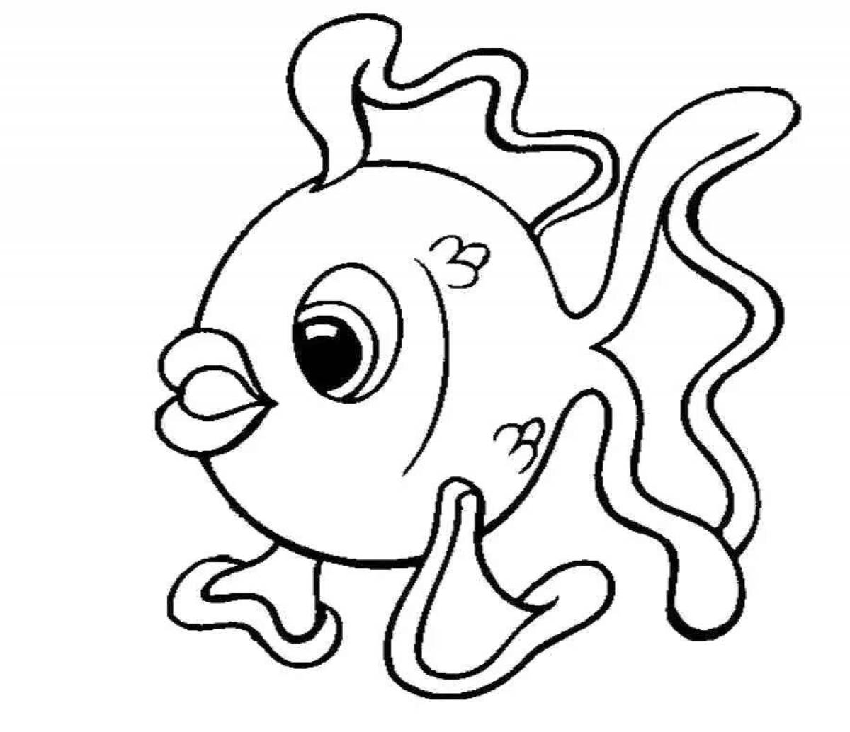 Playful goldfish coloring page for kids
