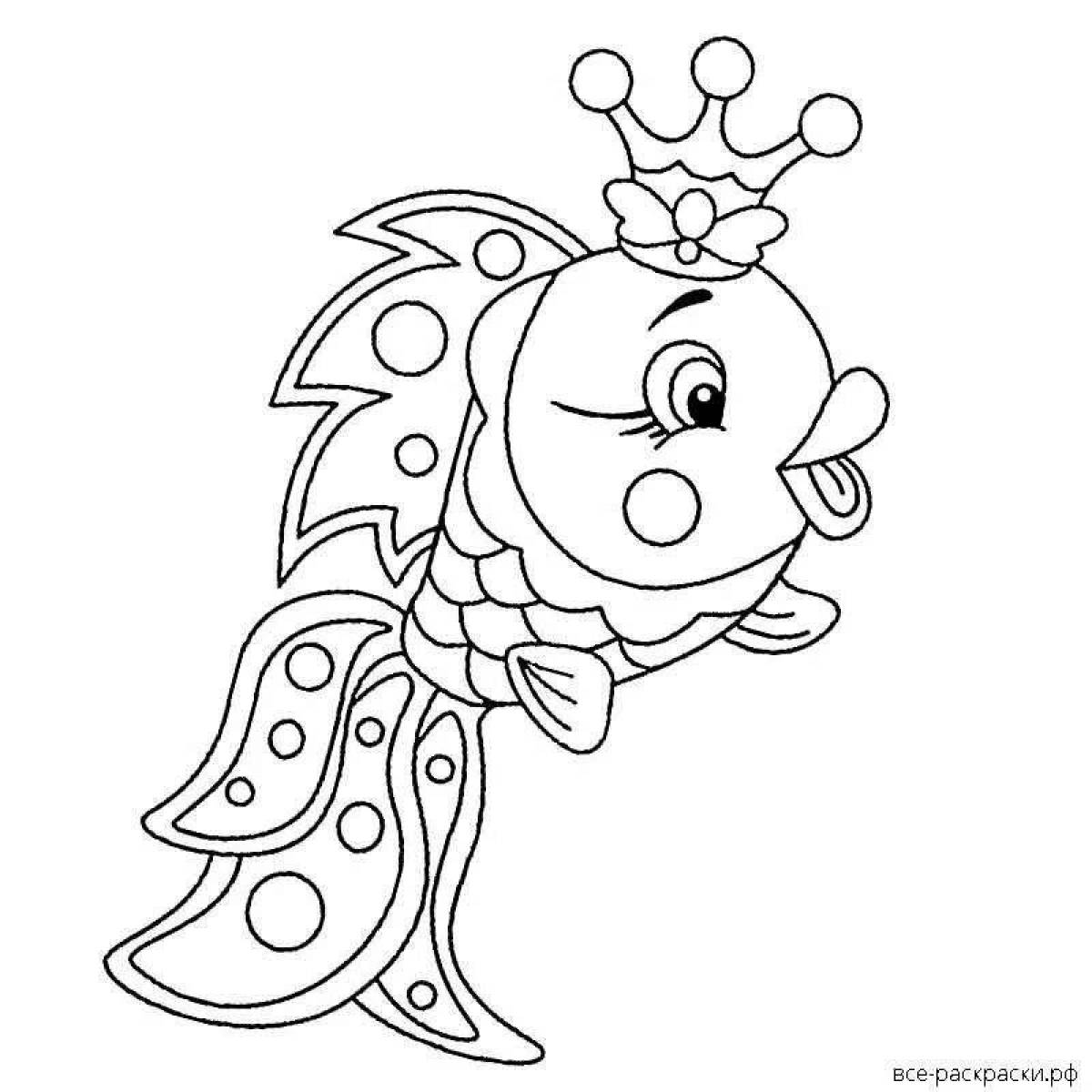 Funny coloring goldfish for kids