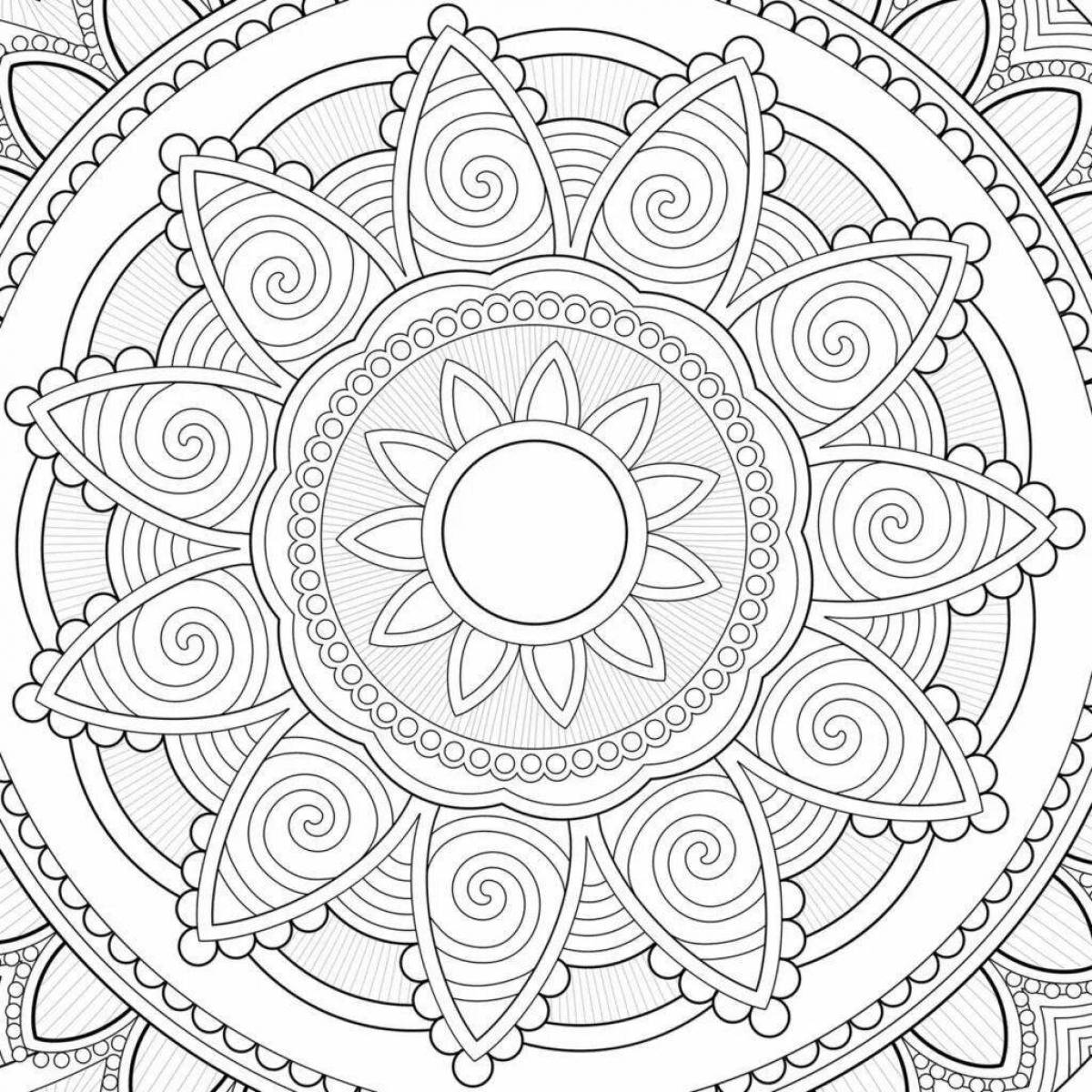 Bright health and wellness mandala coloring page