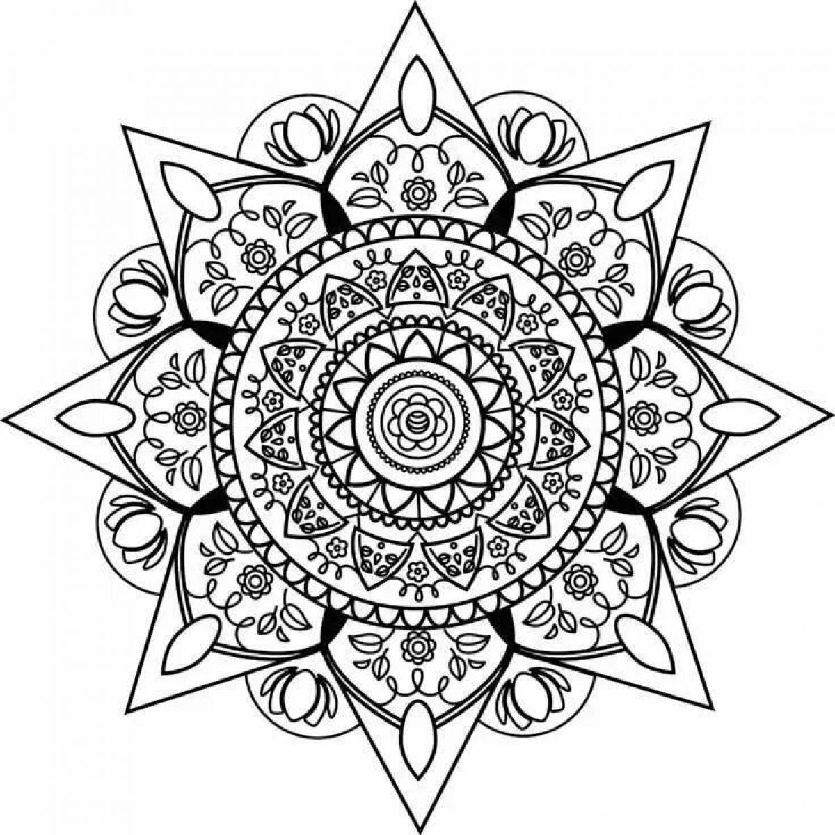 Glowing health and wellness mandala coloring page