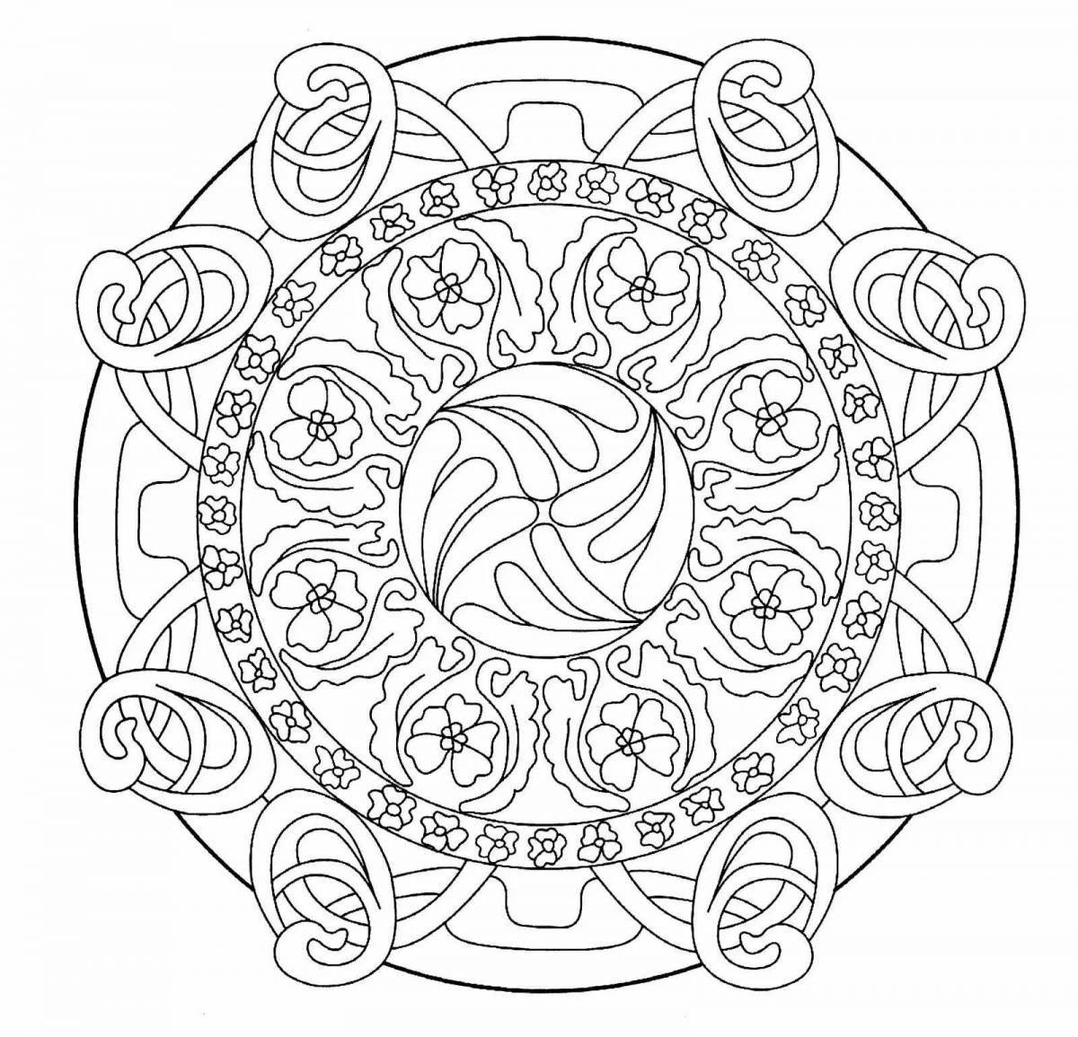 Exquisite health and wellness mandala coloring page