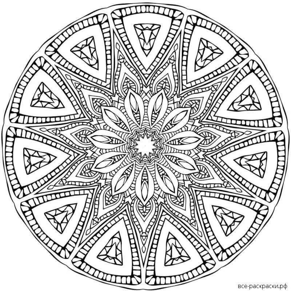 Colorful health and wellness mandala coloring page