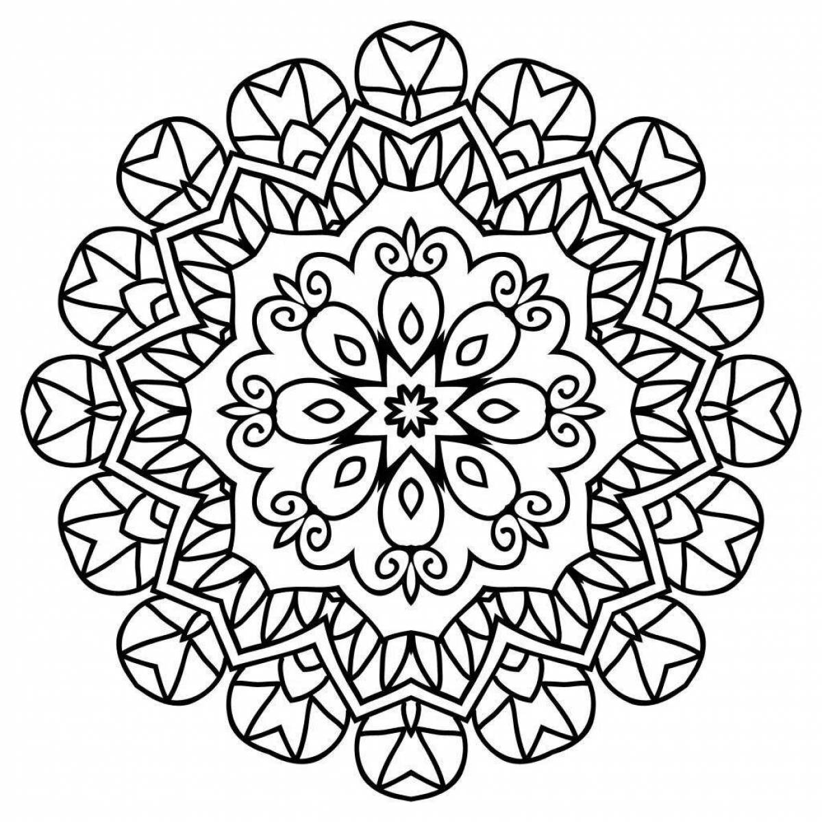 Glitter health and wellness mandala coloring page