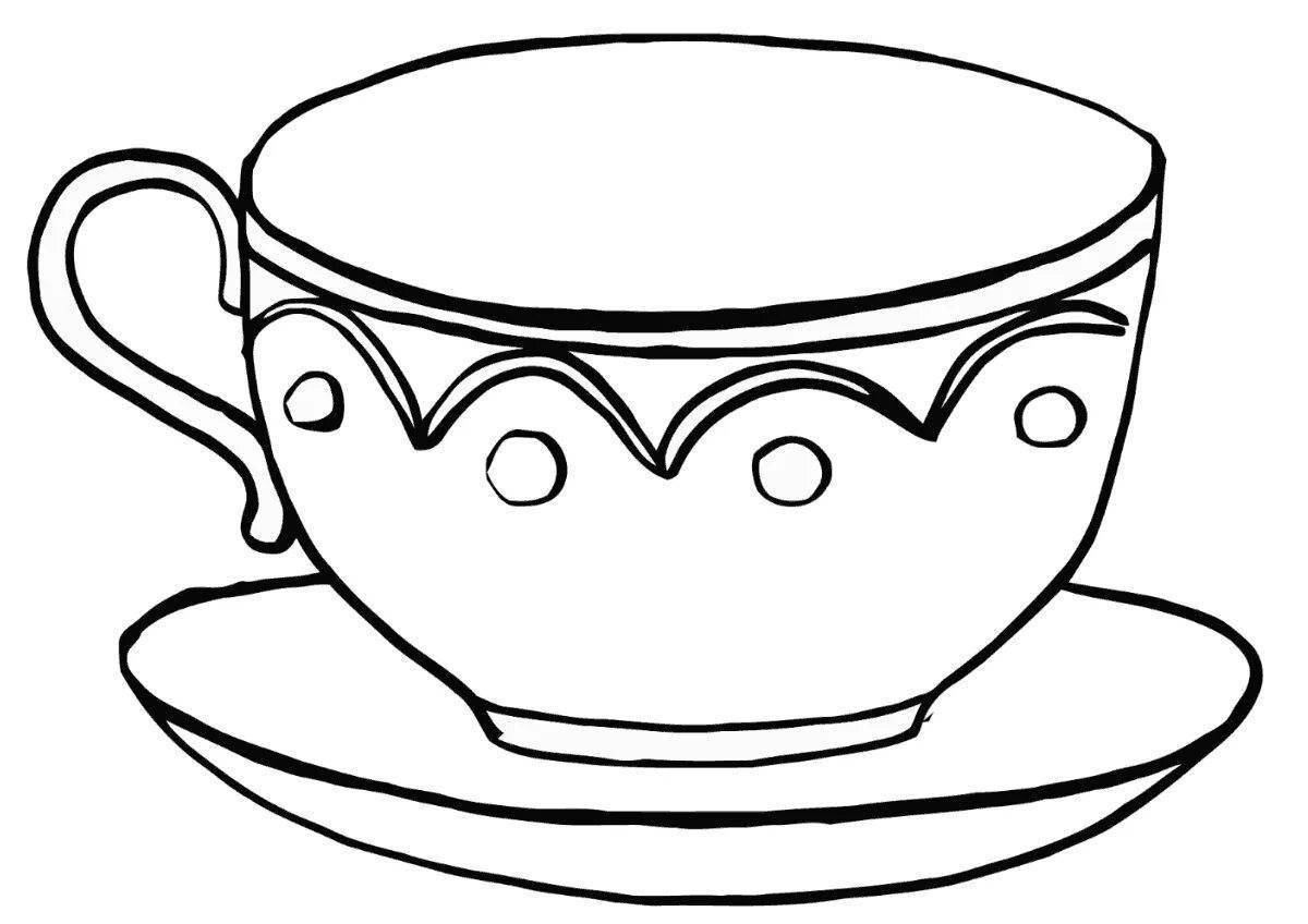 Xanthic tea cup and saucer coloring page