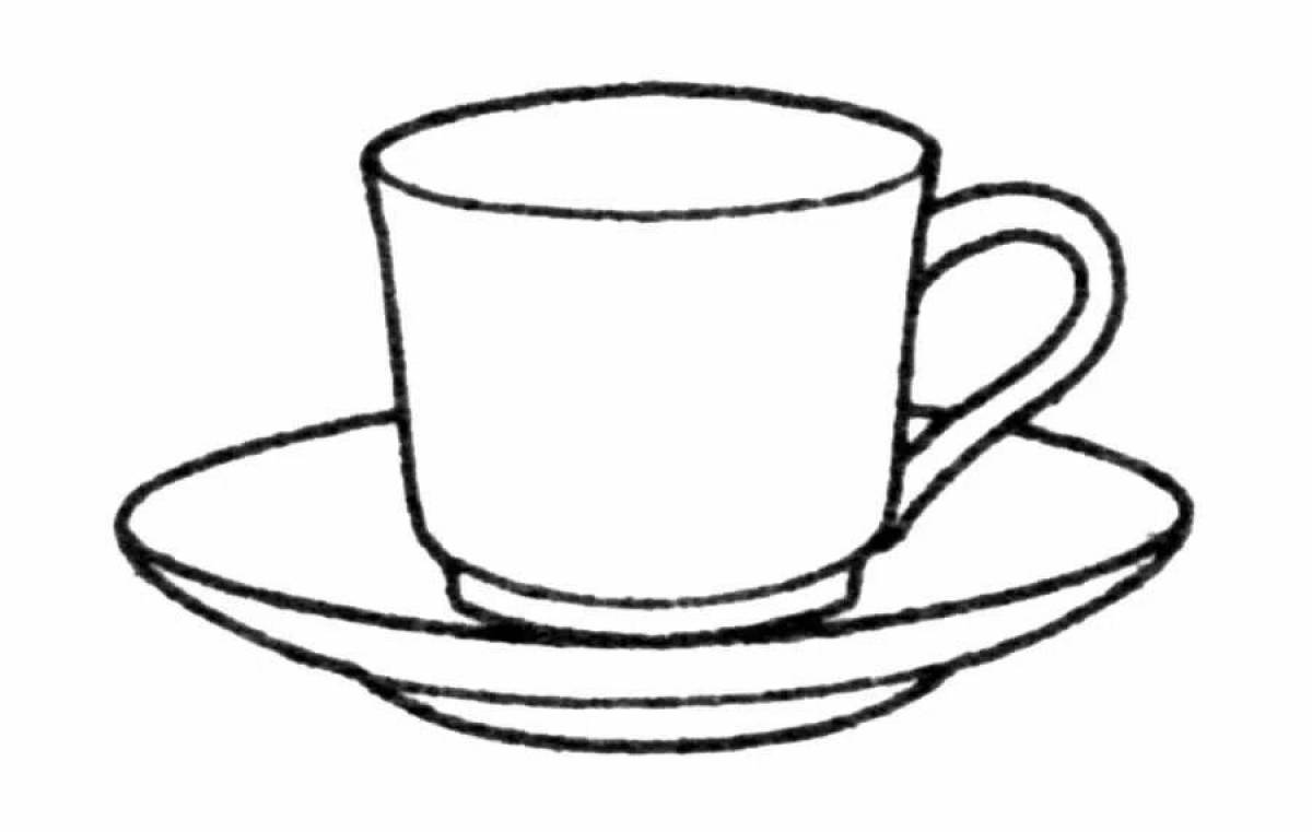 Coloring creative tea cup and saucer